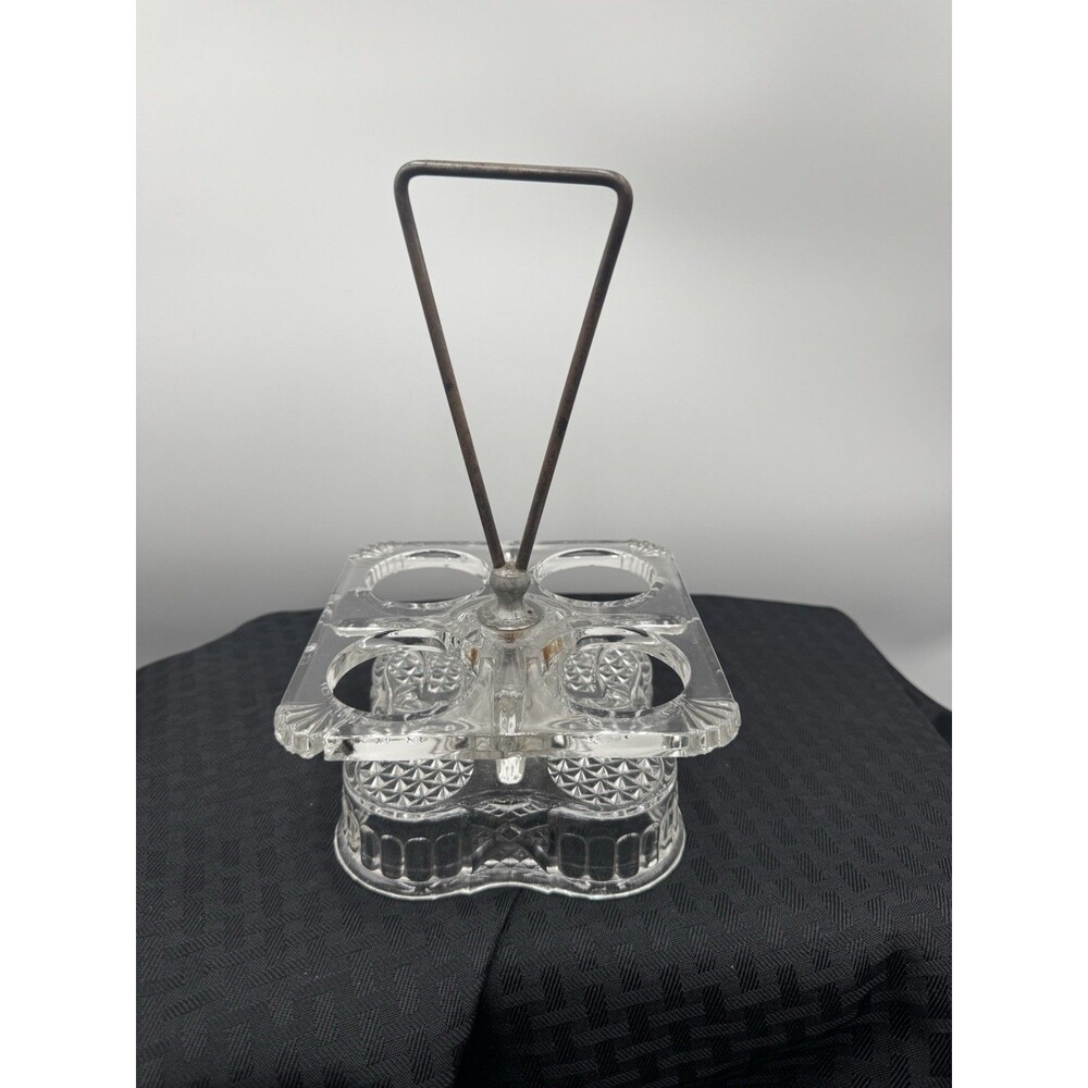 Antique 1880s EAPG Adams & Co "Paragon" Caster Crystal Clear Condiment Holder